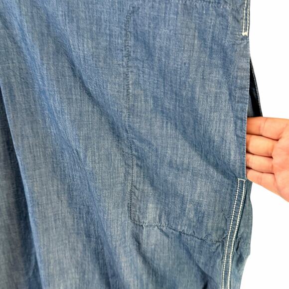 G Star Raw Baseball Scoop Hem Dress Womens XS Dark Blue Denim Chambray Relaxed - Picture 7 of 16